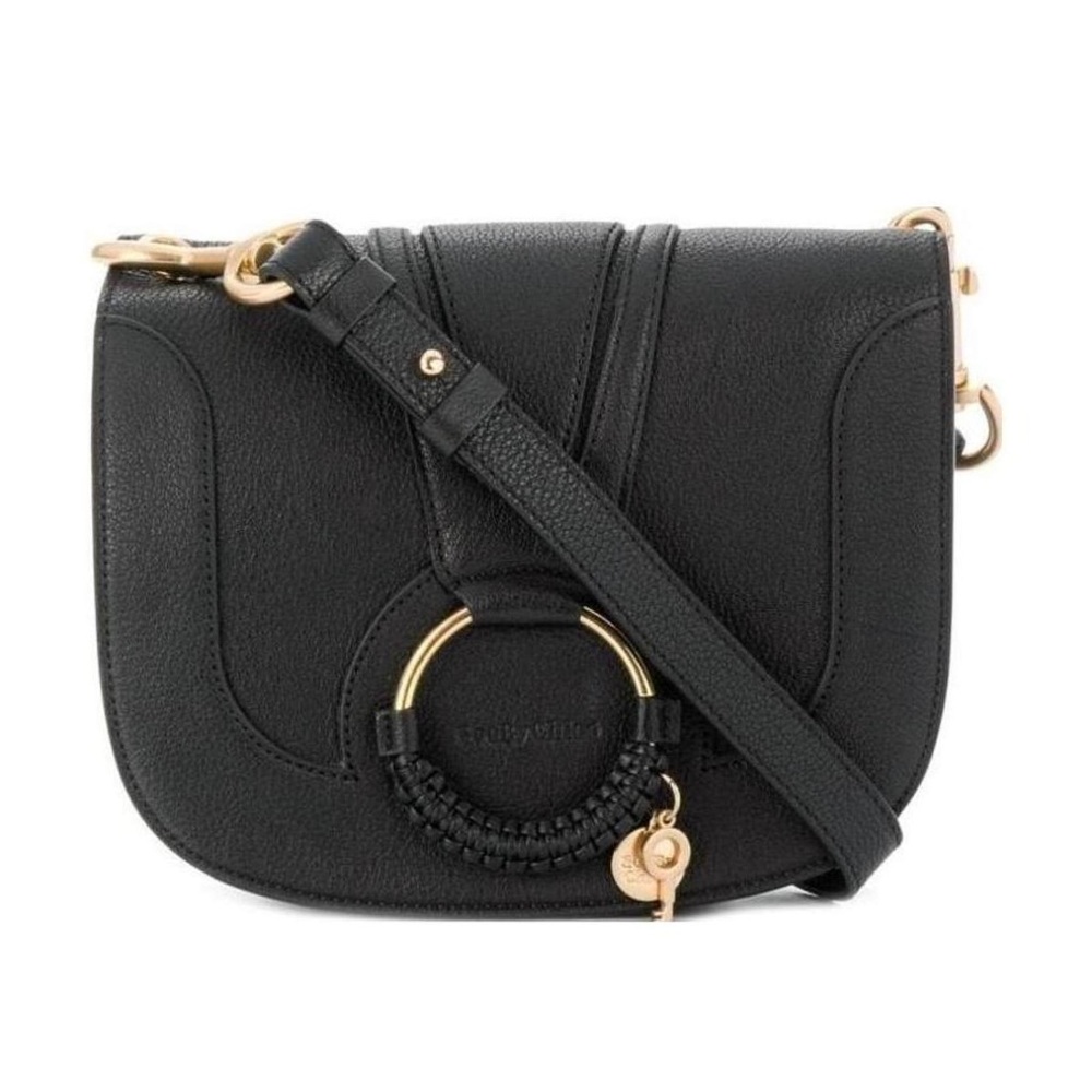 See by Chloe Hana shoulder bag, black calfskin with adjustable strap.